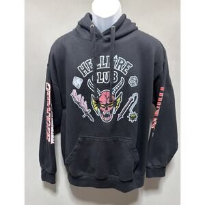 Stranger Things By Jon Lauren Hellfire Club Hooded Sweatshirt L Black Fleece